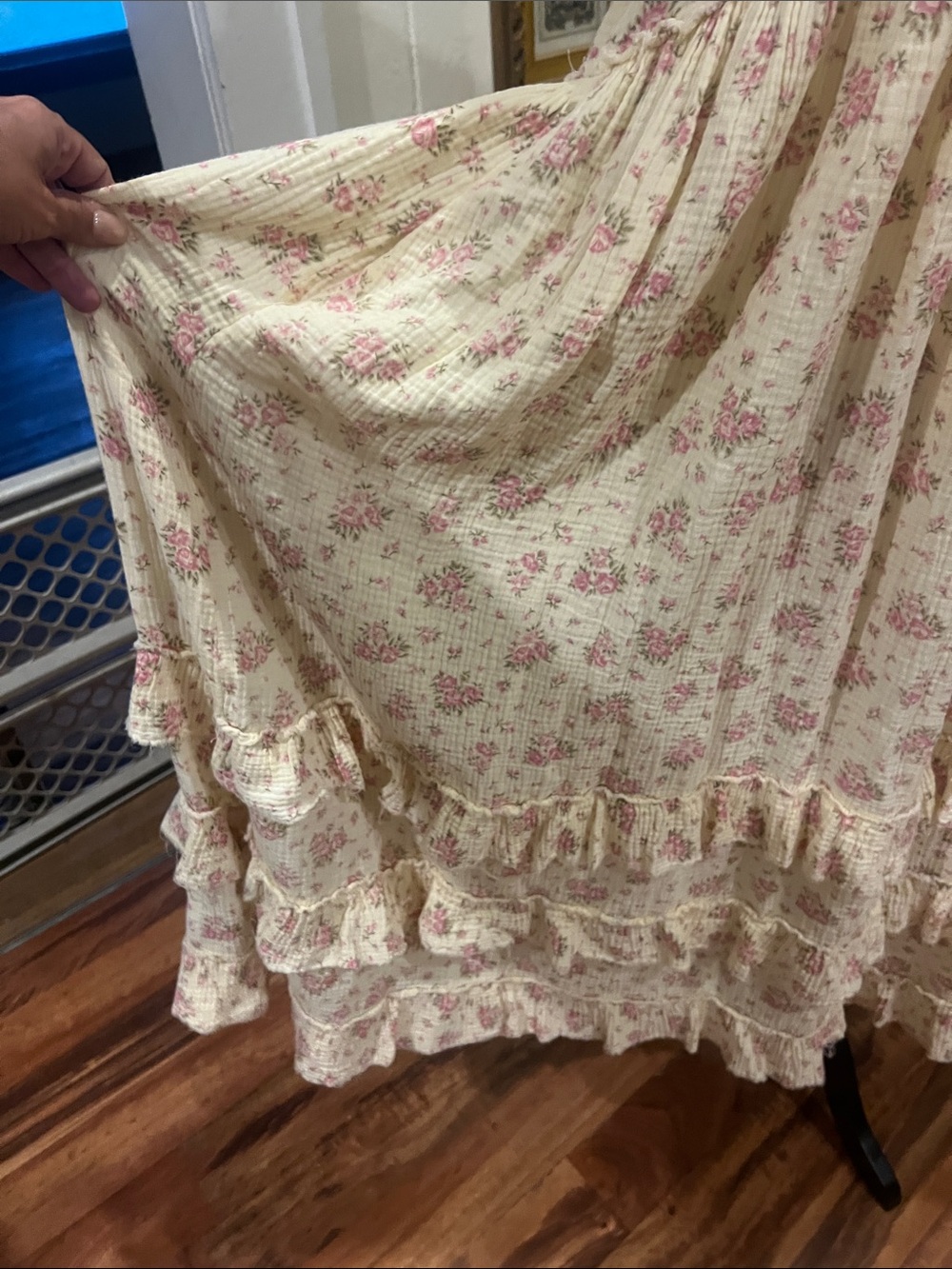Jaded Gypsy Romantic Cream Oversized Maxi Dress with Pink Floral Print View 2